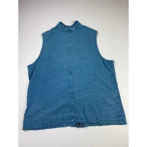Orvis Blue Denim Sleeveless Zip-Front Dress Casual Summer Wear L
