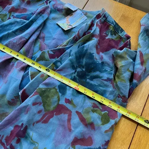 Blue Floral Open Blazer Ruffle Edges Casual Formal Top Jacket, Size L Size L