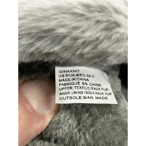 Womans Idina Knit Slip On Sweater Boot Slippers 8 Gray Lined Pom Poms NWOT