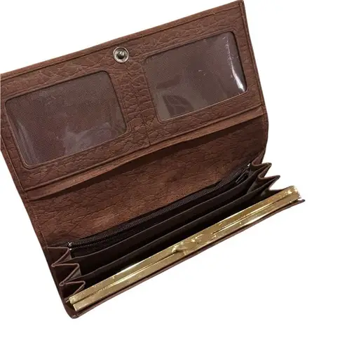 Elephant Genuine Leather Brown Long Wallet