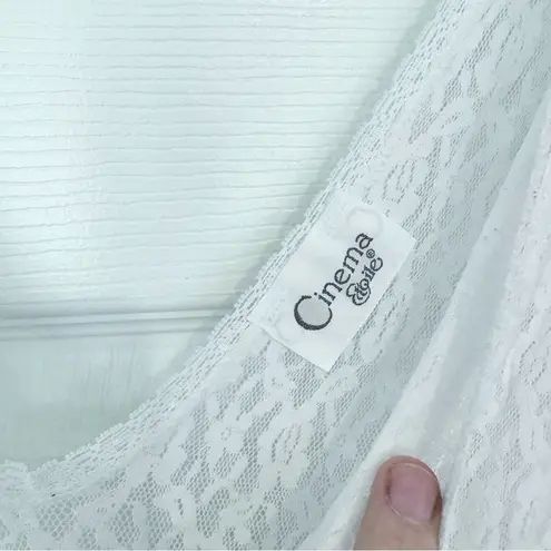 Vintage “Cinema Etoile” White Lace and Silky Maxi Night Gown Dress