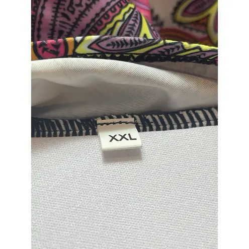 Paisley Two Piece Built In Wire Push Up Bra Dress & Bottom Swimsuit NWOT XXL Purple