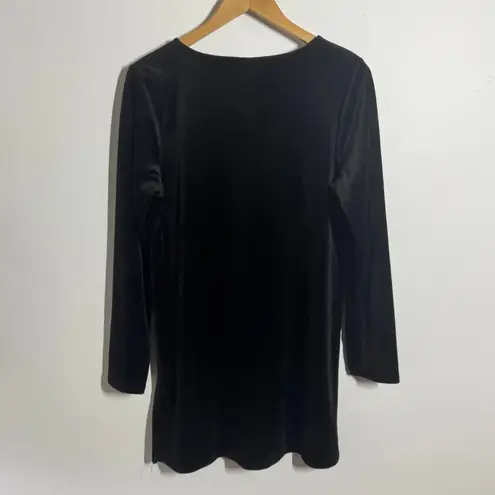 J Jill Pure Jill Top Women M Black Velour Cozy Comfort Minimal Tunic Modest Work Size M