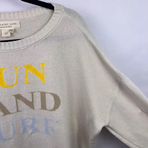 Saltwater Luxe Sun Sand Surf Sweater, Cream, 100% Acrylic Beach Coastal Pullover