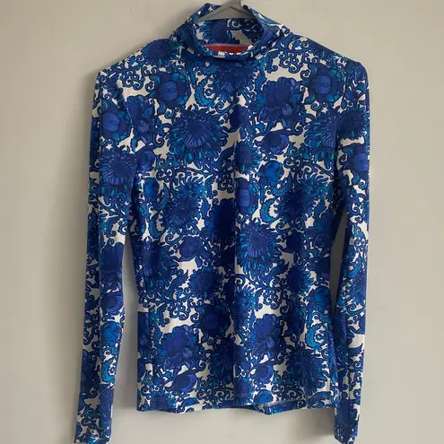 LA DoubleJ Vibrant Blue Patterned Long Sleeve Top Size M