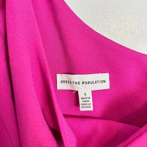 Dress the Population  Tiffany One-Shoulder Midi Dress Bright Fuchsia Size Small