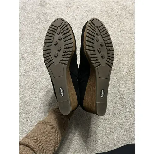 Dr. Scholls Ankle Wedge Booties Sz 11 Black Platform Buckle Comfort Desert Boot