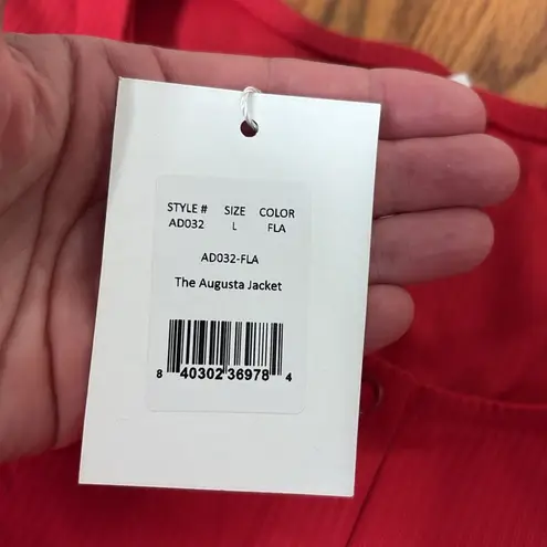 ANDIE Swim Augusta Jacket Ribbed Coverup Flame Red size L NWT