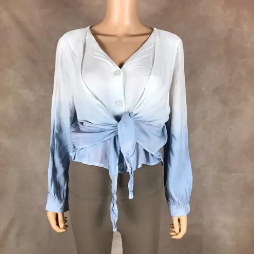 Ultra Pink Dip-Dye Wrap Front Long Sleeve Top NEW 1X