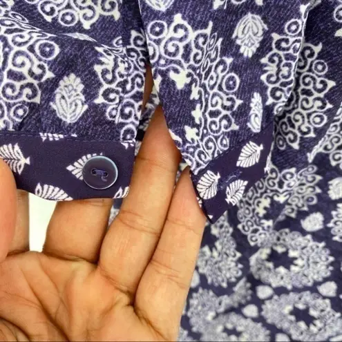 NYDJ Printed Chiffon Tie Neck 3/4 Sleeve Tunic