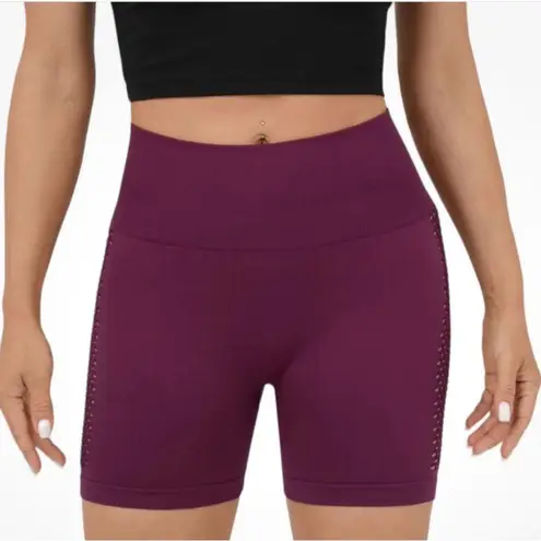 Halara New Flow Cut Out Ruched Seamless Burgundy High-Waisted Bike/Yoga Shorts