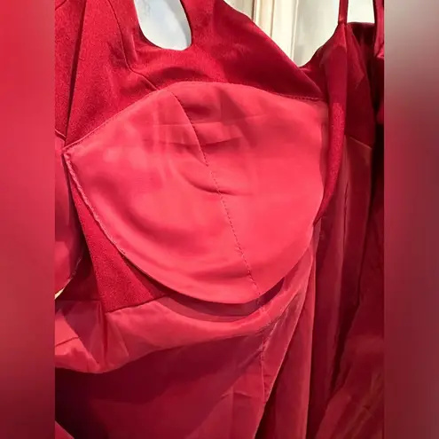 J. Peterman Timeless 100% Silk Criss Cross Halter Midi Formal Dress Size 14 NWT Red - Image 7