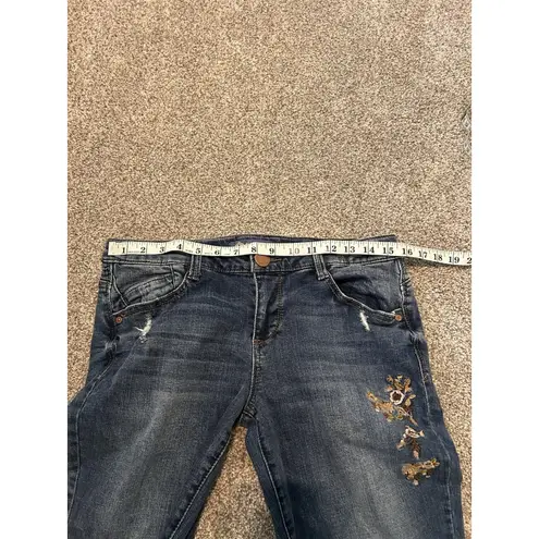 Democracy Jeans Flex-ellent Floral Embroidered Cropped Ankle Women's Sz 6 30x29