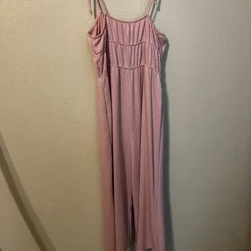 Rollo Coster Light Pink Ribbed Knit Jumpsuit Size L
