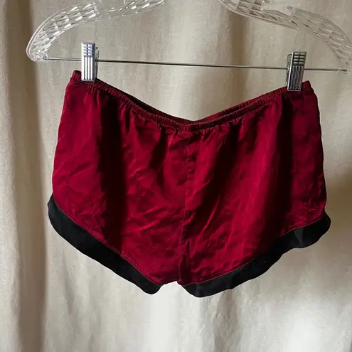 100% silk burgundy red & black camisole shorts pajama set women's XS/small