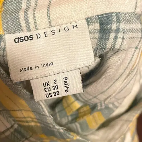 ASOS  DESIGN 00Petite Mini Pleated Green & Cream Check Print Tennis Skirt - NWOT