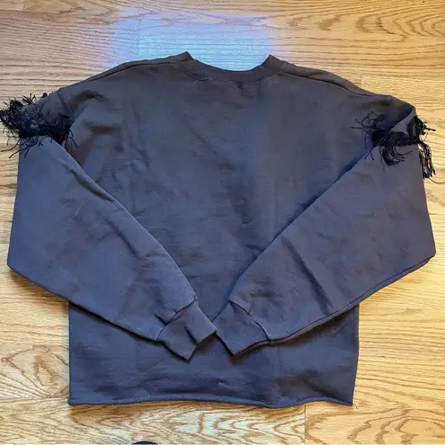 R.G. Kane brown sweatshirt with black fringe size small