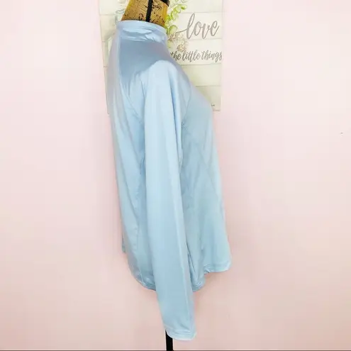 Jockey Mock Neck Pullover Nylon Sweatshirt Long Sleeve Blue Large Blue