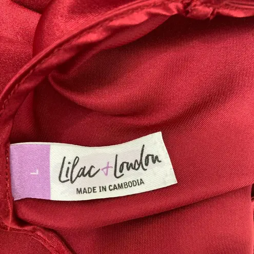 Lilac+London Tank Top Silky Satin Wine Red Lace Sleep Top L Size L