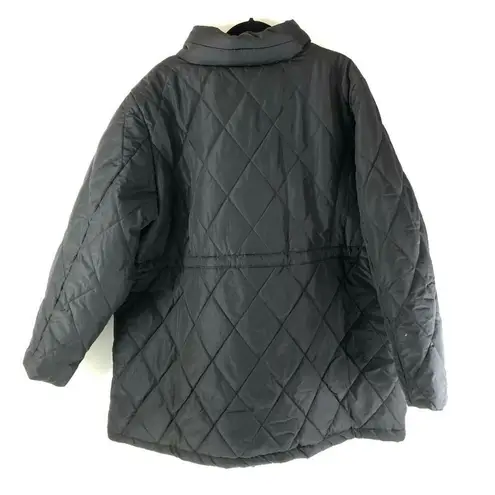 Woman Within Down Quilted Jacket Packable Hood Water Resistant Pockets Black 2X