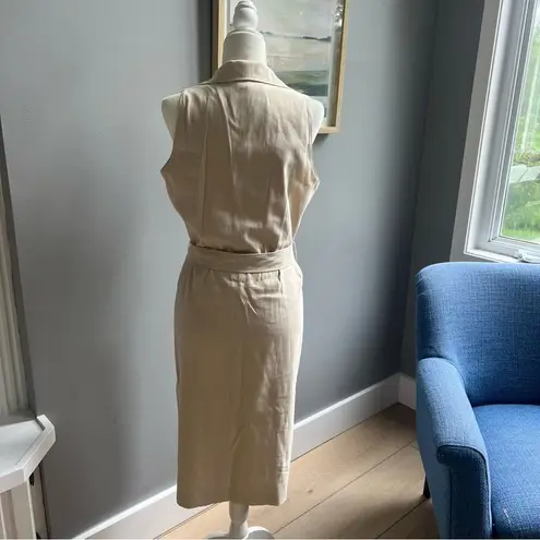 Lafayette 148 New York Sleeveless Trench Coat Dress Khaki Tan 100% Cotton Size 6