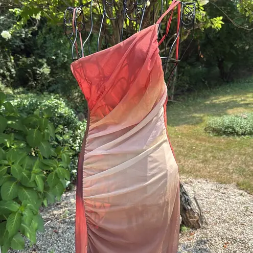 Pull & bear one shoulder ombre maxi dress Brown Size M