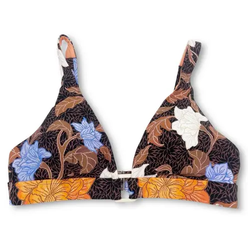 Seafolly NWT Boheme Longline Triangle Bikini Top Size 4 US Black Floral Bohemian
