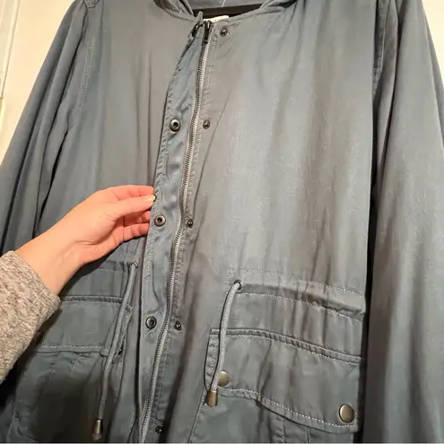 #08 MIA & TESS ARNOK SLATE BLUE LIGHTWEIGHT HOOD UTILITY JACKET SIZE MEDIUM NWT