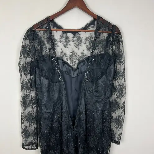 Gunne Sax Jessica McClintock Dress 11/12 Sequin Lace Whimsigoth VTG Deadstock
