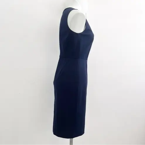 J.Crew  Sleeveless Sheath Dress Blue Bi Stretch Cotton Business Casual Knee 4