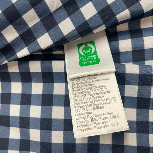 J.Crew  Womens S Navy Blue Puffer Zip Up Vest Gingham Print Snap Buttons Preppy