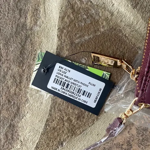 Badgley Mischka Burgundy Quilted Clutch & Wristlet Phone Wallet Plum nwt