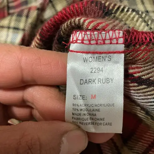 Woolrich Womens Plaid Flannel Shirt Red Tan Green Long Sleeve Casual Size Medium