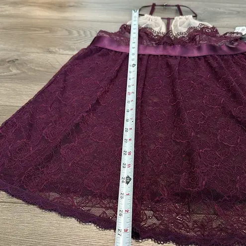 Cinema Etoile Purple Lace Babydoll Slip‎ And Thong Panty Size Small
