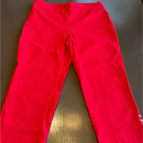 Counterparts Red Capris Elastic Waistband Soft Fabric