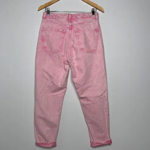 Topshop Nordstrom Pink Acid Wash High Rise Mom Jeans Size 28