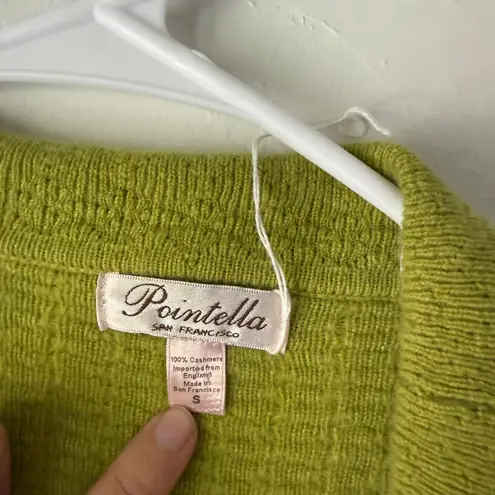 Pointella 100% Cashmere Cardigan Green Ruffle Tie Front Fairycore Sweater Sz S