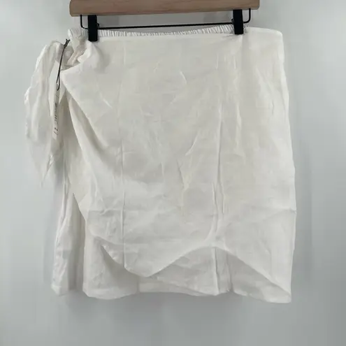 Three Dots Skirt Size Extra Large Linen Tie Skirt White Stretch Waist Casual NWT