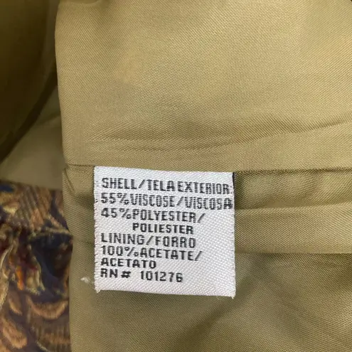 ICE Tapestry Brocade Jacket Size 12 Fringe Gold Navy Baroque Jeweled Buttons