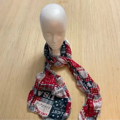Womens Patriotic Theme Red, White, Blue Neck Style Scarf 100% Polyester