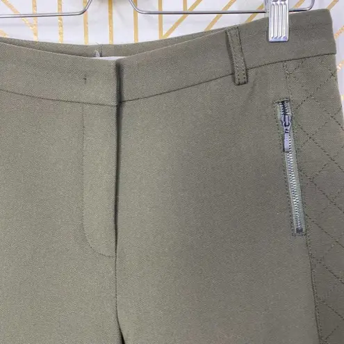 Gerard Darel Olive Green Quilted Zipper Pocket Leggings Pants Size 38 / US 6 - Image 2
