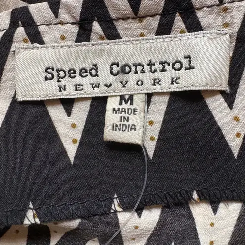 Speed Control NY Chevron Fit & Flare Dress Black White Zip Pockets M NWT Size M