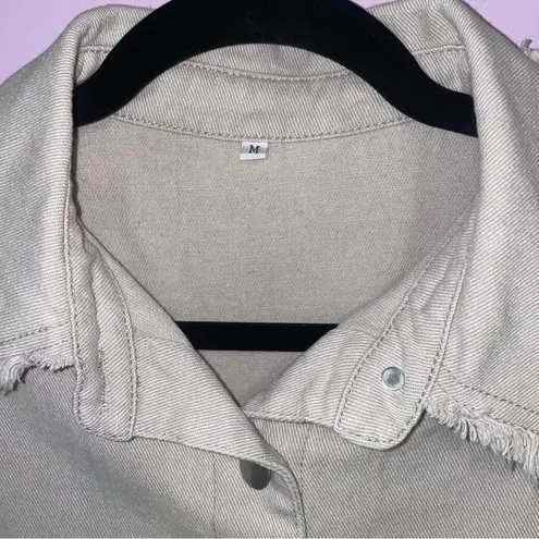 Light Grey Jean Jacket M Oversized Blue Velvet Sequins Cotton Blend Size M