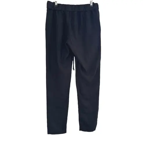 Enza Costa French Linen Pants Womens 2 Medium Black Drawstring Elastic Waist