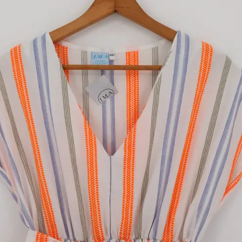 NWT Striped Tiered Mini Dress Vacation Cruise Resort Mediterranean Size XS White