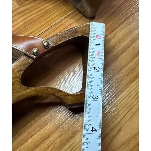 Italian Shoemakers Contesa Wood Look Wedge Brown Sandals Sz 6 Made In Italy