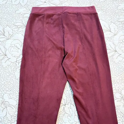 LA FEE VERTE Pseudosuede Brushed Faux Suede Leggings In Burgundy Sz Small💚 Red