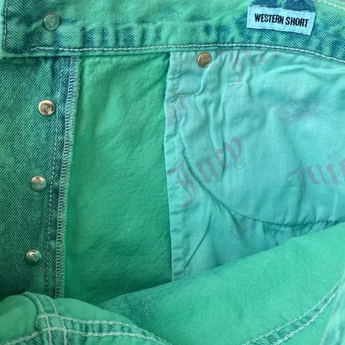 Juicy Couture  Green Tie Dye Cut Off Soft Denim Western Short Size 31 100% Cotton