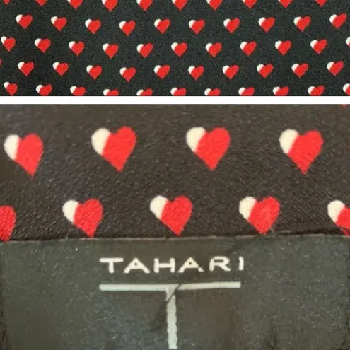 T Tahari Micro Heart Print 3/4 Sleeve Top. EUC