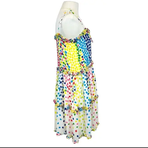 All Things Mochi Blessica Multicolor Bohemian Polka Dotted Mini Rainbow Dress White